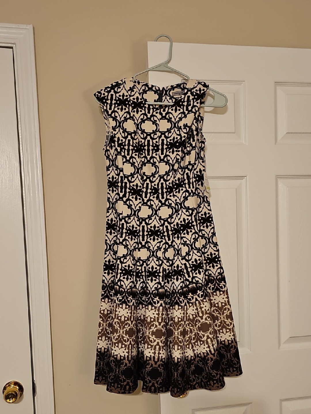 Danny & Nicole Black And Cream Patterned Midi Dress